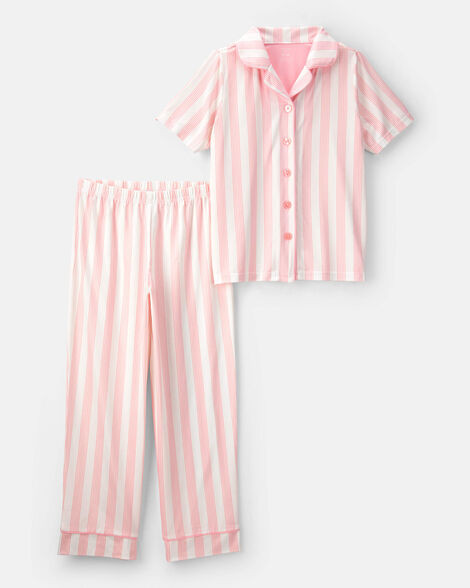 Girls Striped Loose Fit 2-Piece Pajama Set - Pink/Ivory | Carter's Inc