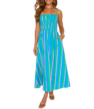 VICI Collection Stripe Square Neck Sleeveless A-Line Dress | Dillard's | Dillard's