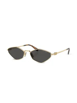 Miu Miu Eyewear logo-lettering geometric-frame Sunglasses | Gold | FARFETCH | Farfetch Global