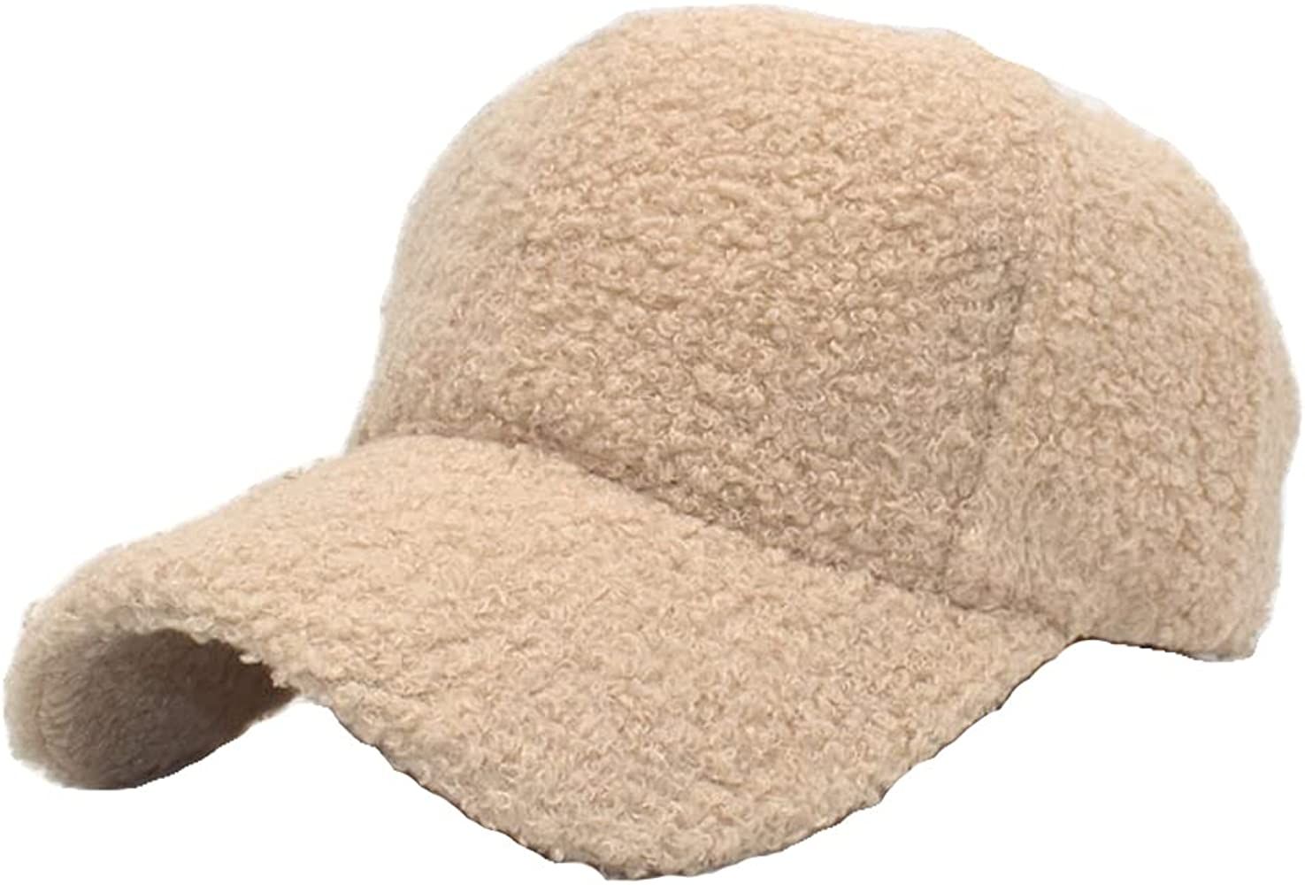 Avilego Winter Baseball Cap for Women Lamb Wool Solid Color Warm Baseball Cap for Outdoor Travel | Amazon (US)