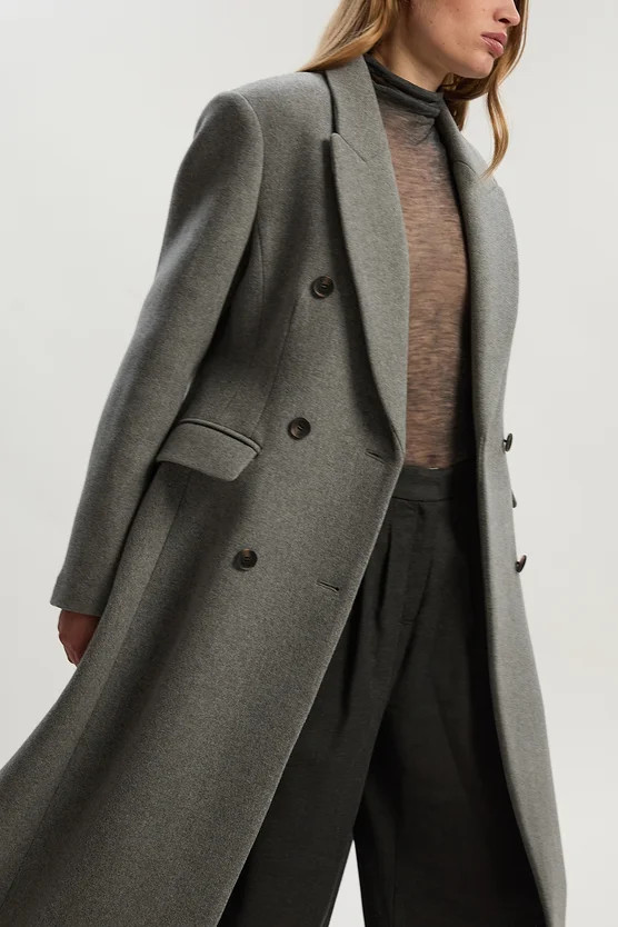 Wool Double Breasted Tailored Maxi Coat | Karen Millen UK + IE + DE + NL