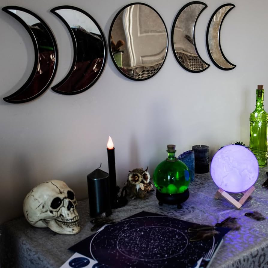 Black Magic Witch Moon Mirror – Announcing Love Gothic and Boho Home Wall Decor - Glass Moon Ph... | Amazon (US)