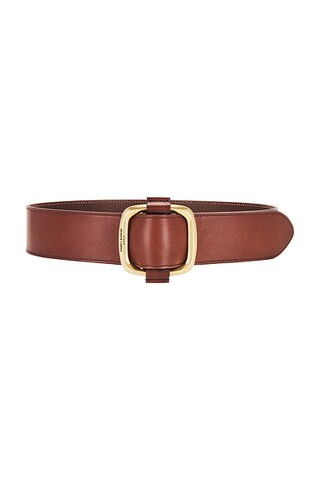Saint Laurent Frame Buckle Belt in Dark Brown Chocolate | FWRD | FWRD 