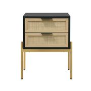 Nathan James Andrew Black & Rattan End or Side Table with Storage Doors & Gold Accents for Bedroo... | Nathan James