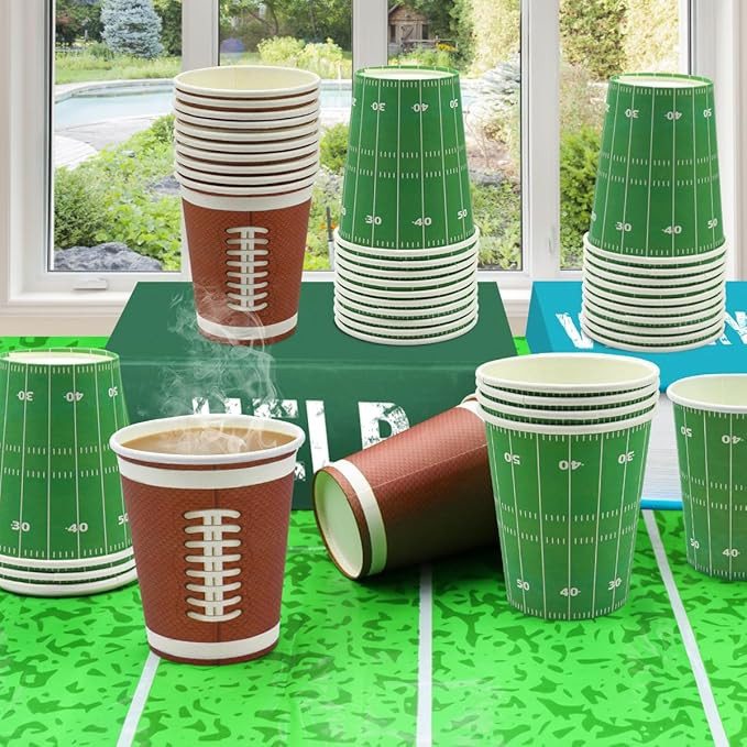 100 Pack Football Themed Disposable Paper Cups, 9 OZ Sports Themed Party Supplies - Perfect for G... | Amazon (US)