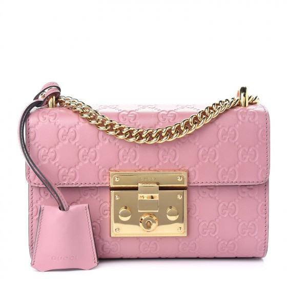 GUCCI Guccissima Small Padlock Shoulder Bag Pink | Fashionphile