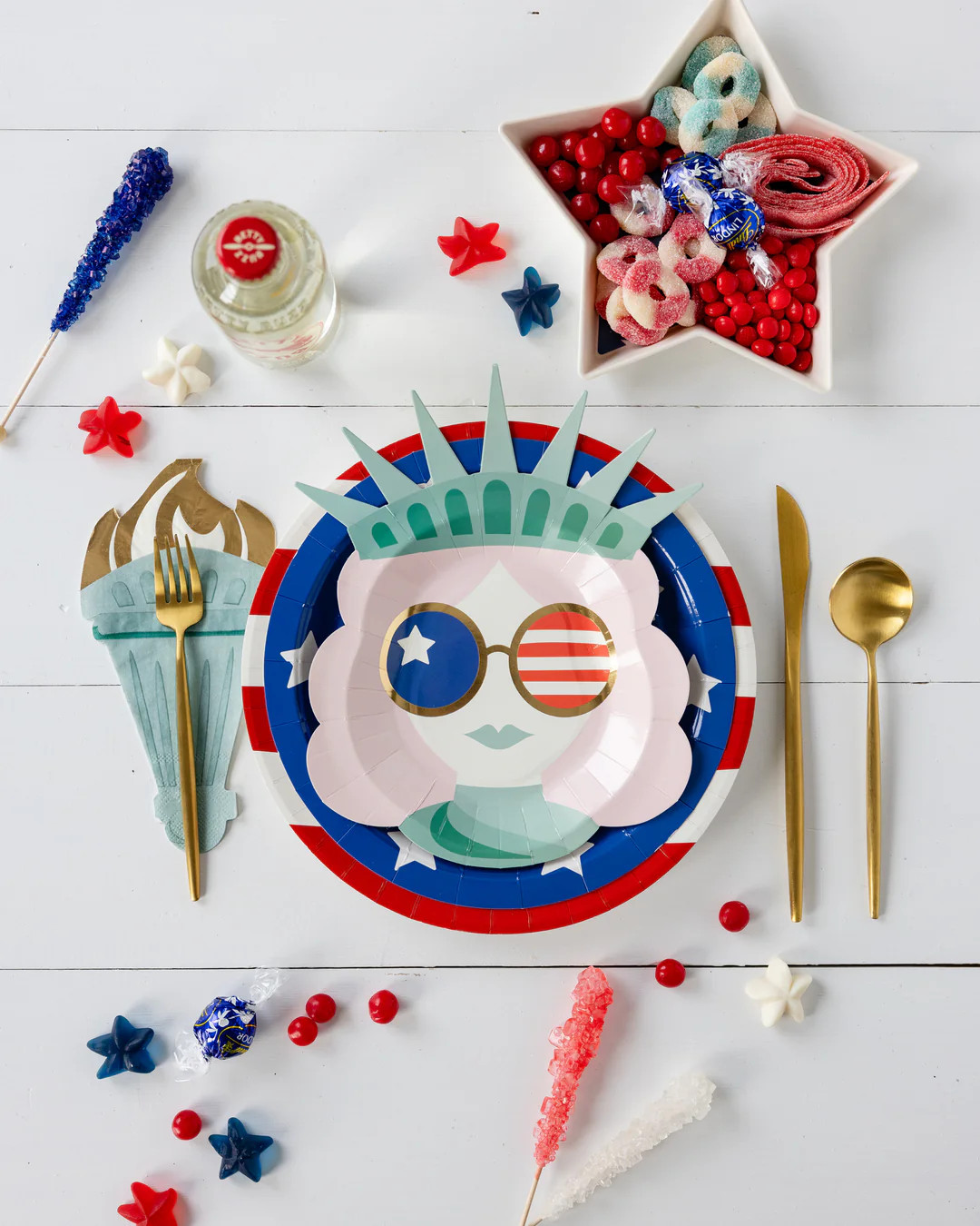 Lady Liberty Blue Stars Paper Plate | My Mind's Eye