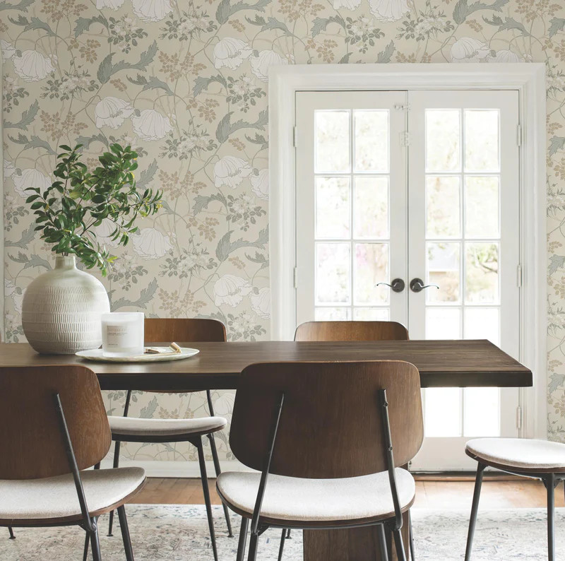 Magnolia Home Gwendolyn Ivory & Grey Wallpaper | DecoratorsBest