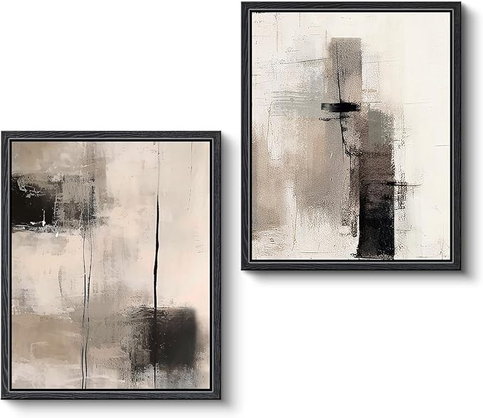 VIYYIEA Framed Canvas Wall Art, Black and White Modern Wall Art for Living Room, Abstract Minimal... | Amazon (US)