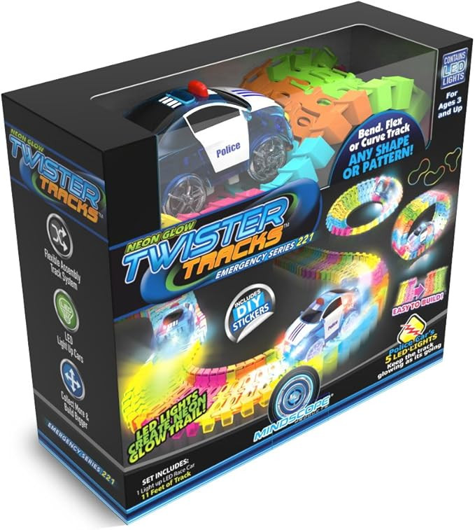 Mindscope Twister Tracks Neon Glow in The Dark 221 Piece (11 feet) of Flexible Assembly Track Eme... | Amazon (US)
