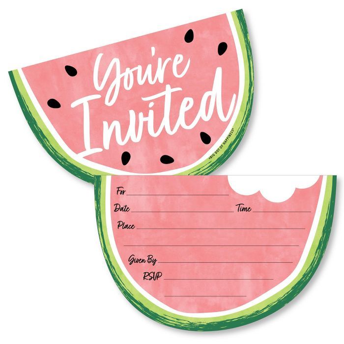 Big Dot of Happiness Sweet Watermelon - Shaped Fill-In Invitations - Fruit Party Invitation Cards... | Target