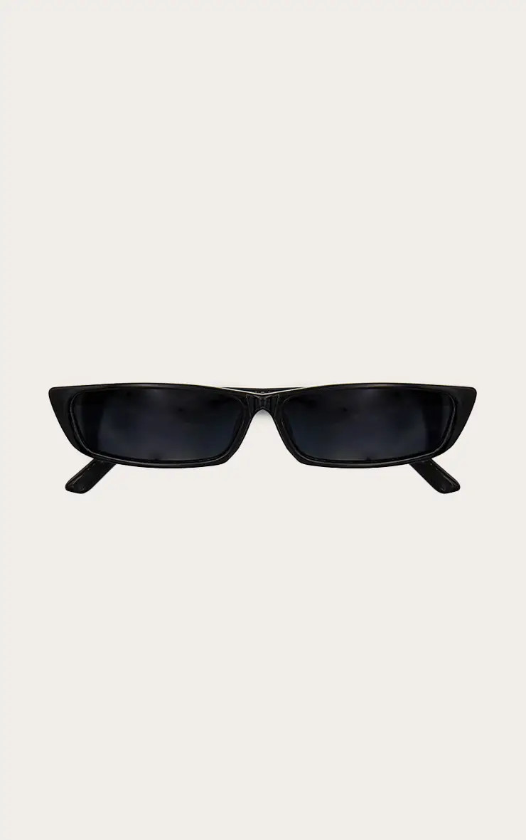 Black Slim Rectangular Lense Sunglasses | PrettyLittleThing UK