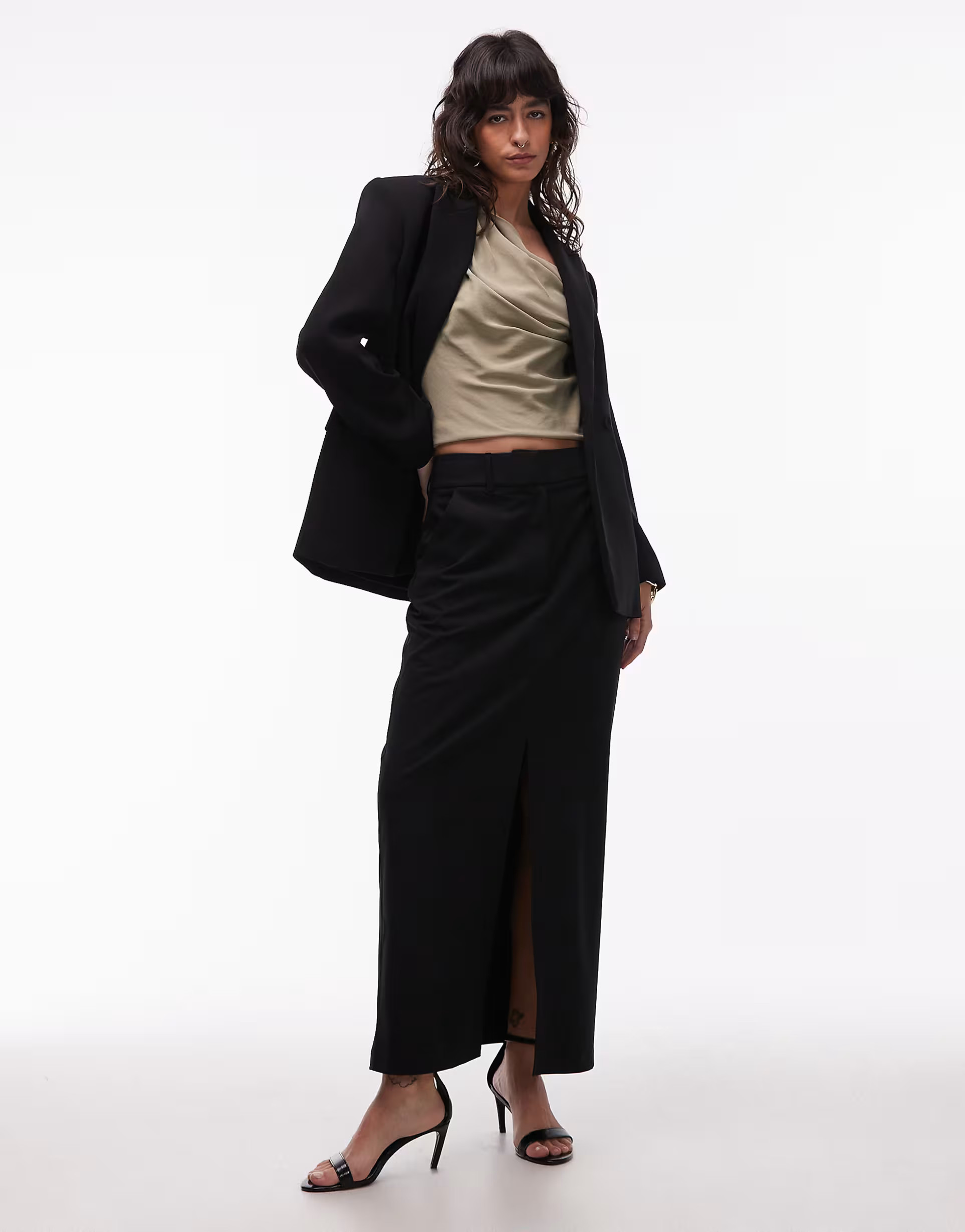 ASOS DESIGN tailored pencil midi skirt in black co ord | ASOS | ASOS (Global)