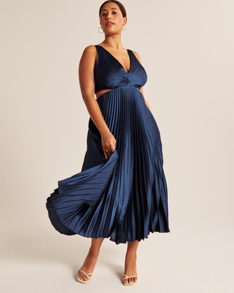 Women's The A&F Giselle Pleated Cutout Maxi Dress | Women's Dresses & Jumpsuits | Abercrombie.com | Abercrombie & Fitch (US)