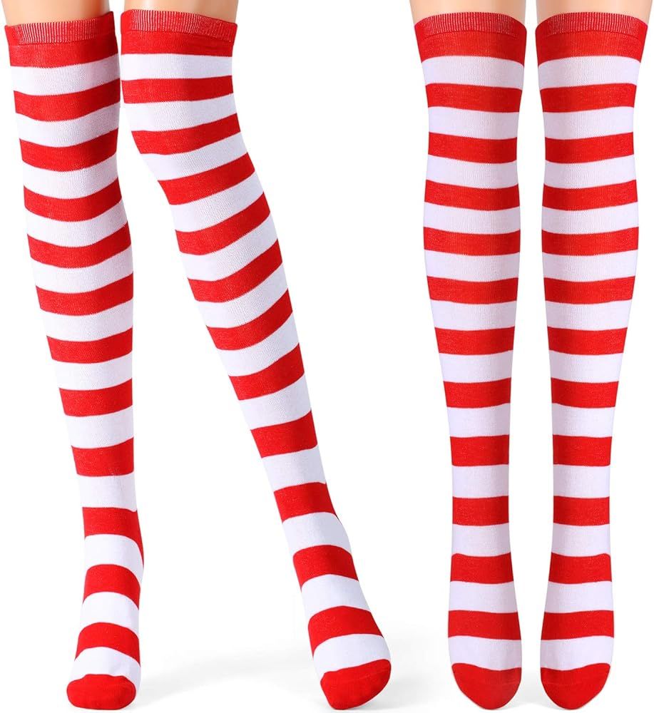 2 Pair Women's Long Striped Socks Over Knee Thigh High Stockings for St. Patrick's Day Independen... | Amazon (US)