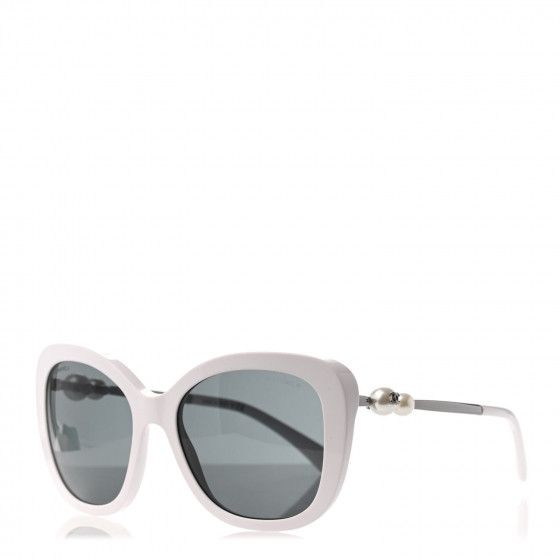 CHANEL Acetate Pearl Butterfly Sunglasses 5339-H White | Fashionphile