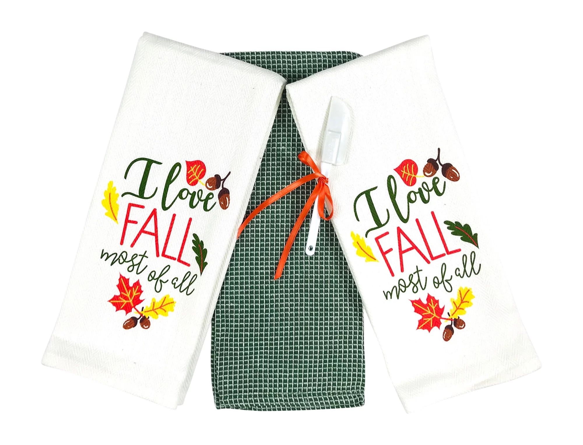 Fall Autumn Kitchen Towels Set 3 Pc.: Colorful Love Fall Most of All with Leaves and Acorns - Wal... | Walmart (US)