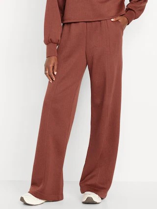 High-Waisted Bounce Fleece Quilted Wide-Leg Sweatpants | Old Navy (US)