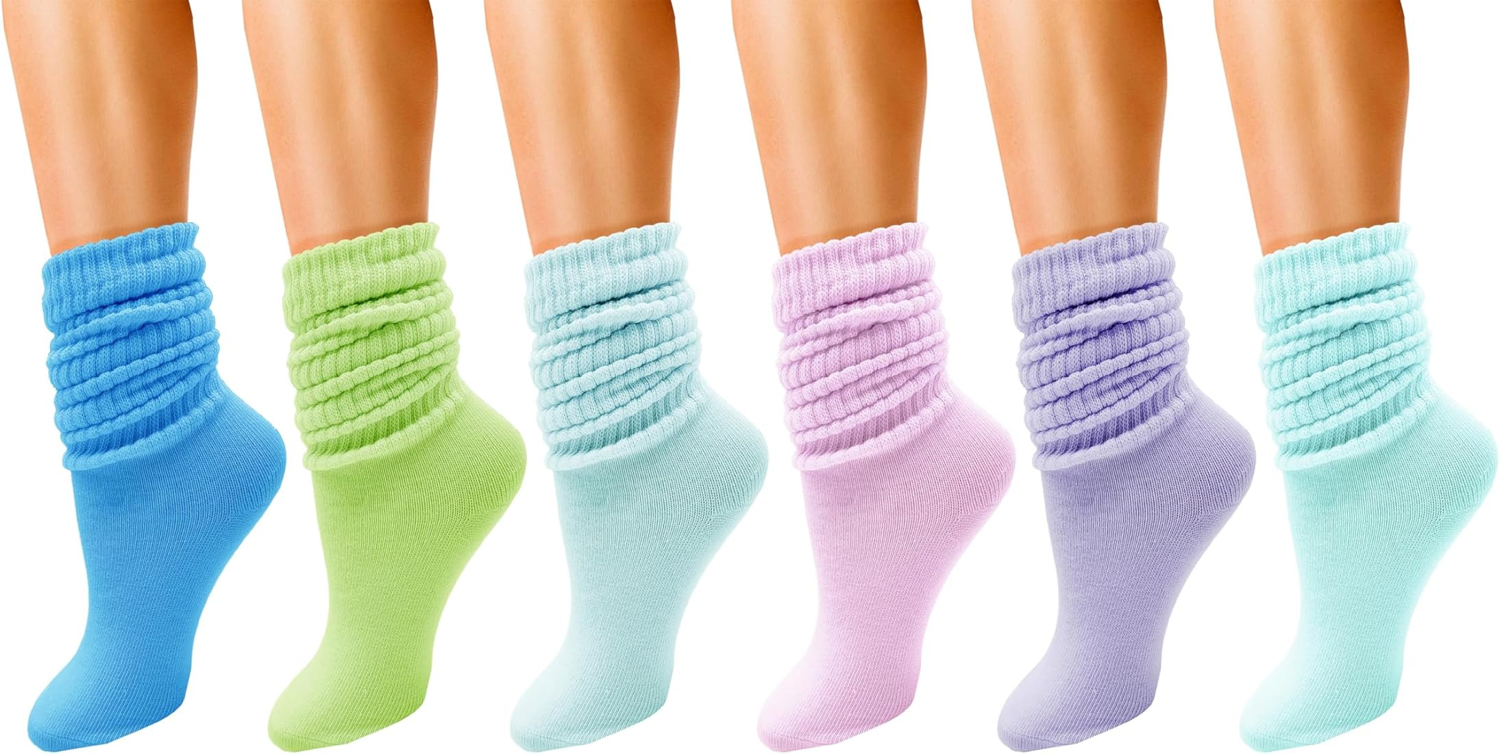 Winterlace 6 Pairs Slouch Socks for Women, Soft Extra Long Scrunch Knee High Sock, Bulk Pack | Amazon (US)