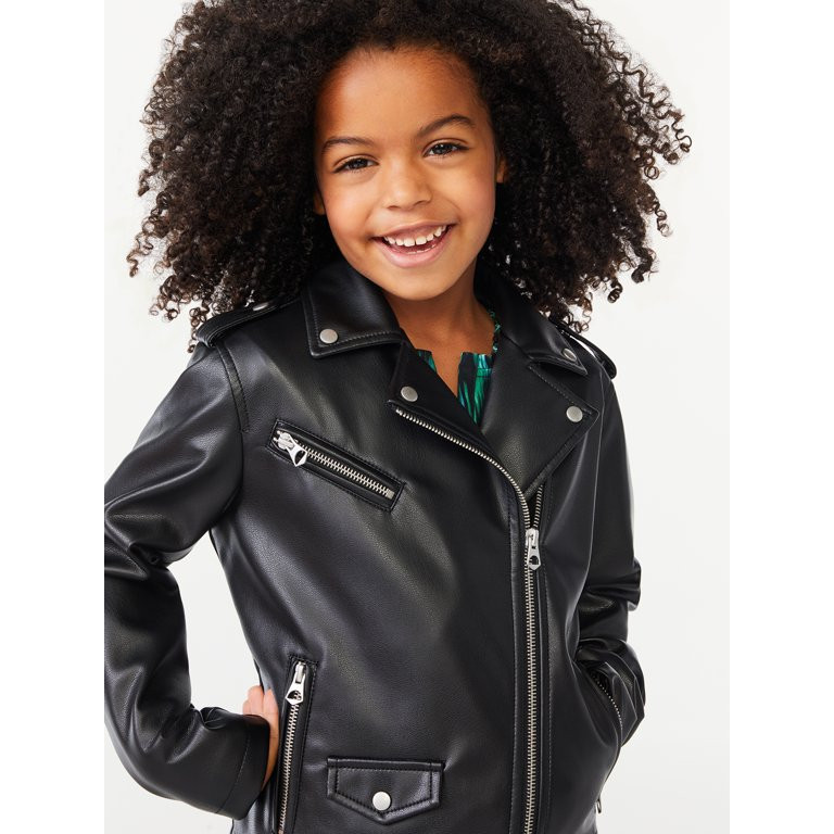 Scoop Girls Faux Leather Moto Jacket, Sizes 4-12 - Walmart.com | Walmart (US)