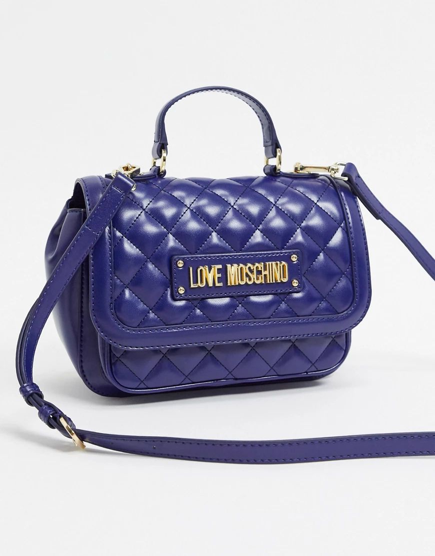 Love Moschino quilted satchel bag in navy-Blue | ASOS (Global)