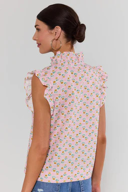 Ginny Pink Floral Ruffle Top | Avara
