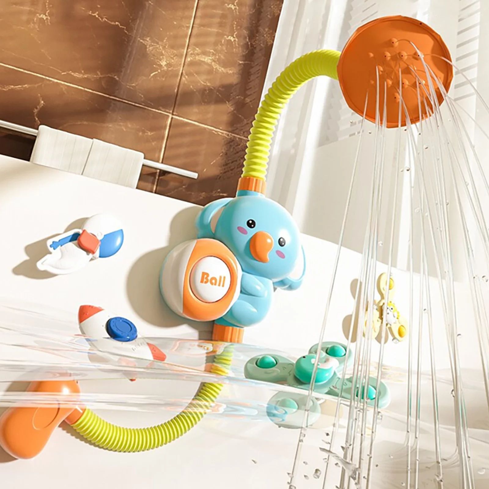 Beefunni Baby Bath Toy Toddler Water Spray Shower Head, Bathtub Water Pump Cartoon Elephant Showe... | Walmart (US)