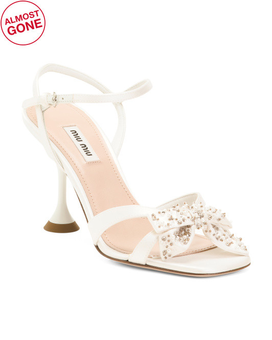 Made In Italy Raso 3 Strappy Satin Bow Heeled Dress Sandals | TJ Maxx