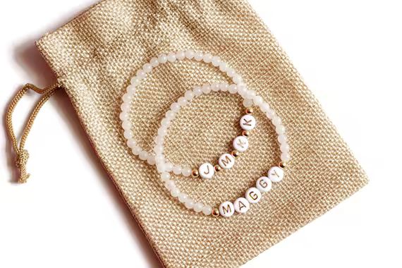 Custom Name Bracelet, Word Bracelet, Personalized Letter Bracelet, Initial Bracelet, Rose Quartz ... | Etsy (US)