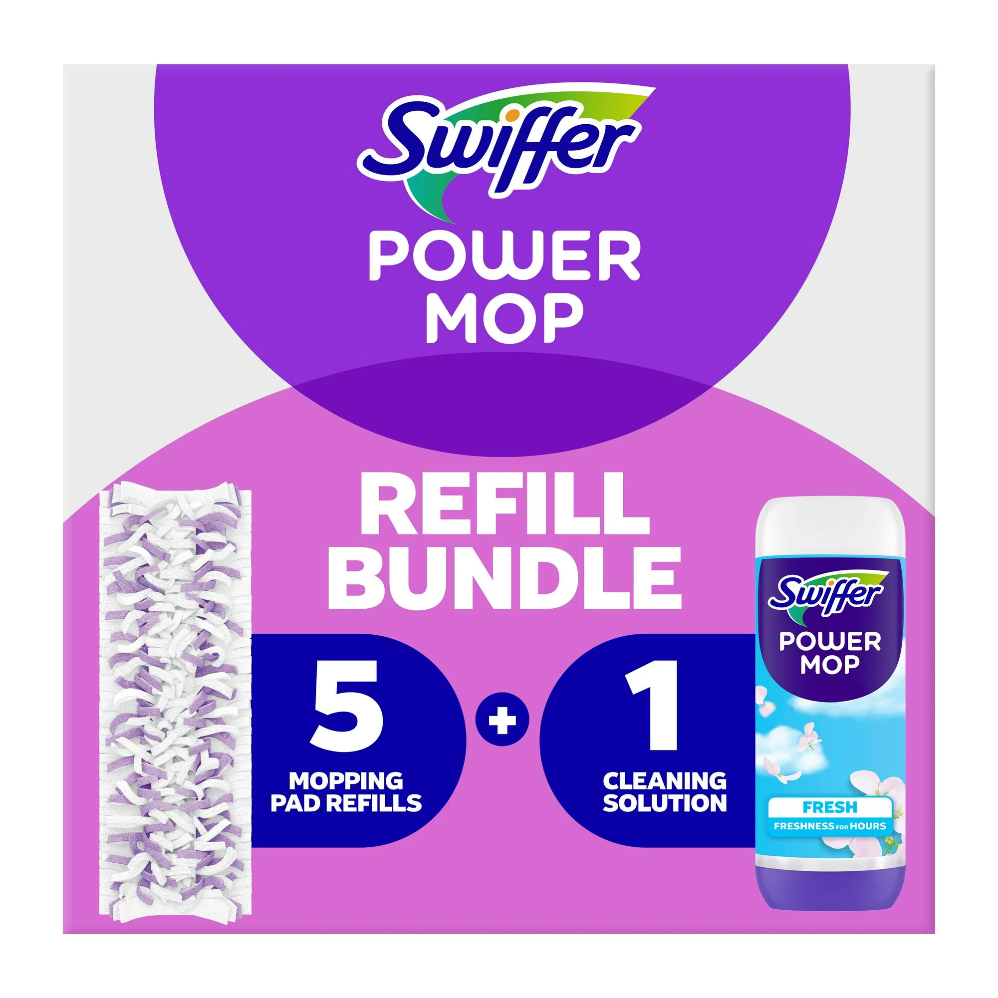 Swiffer Power Mop Refill Pack, Tile, Laminate, Wood, Floor Cleaner, 5 Pads + 1 Fresh Solution | Walmart (CA)
