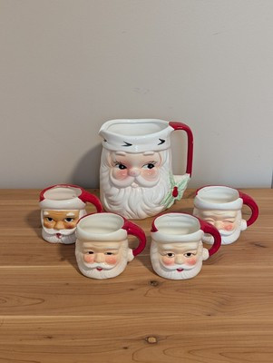 Midcentury Santa Head Pitcher & 4 Cups Japan 1950s | eBay US