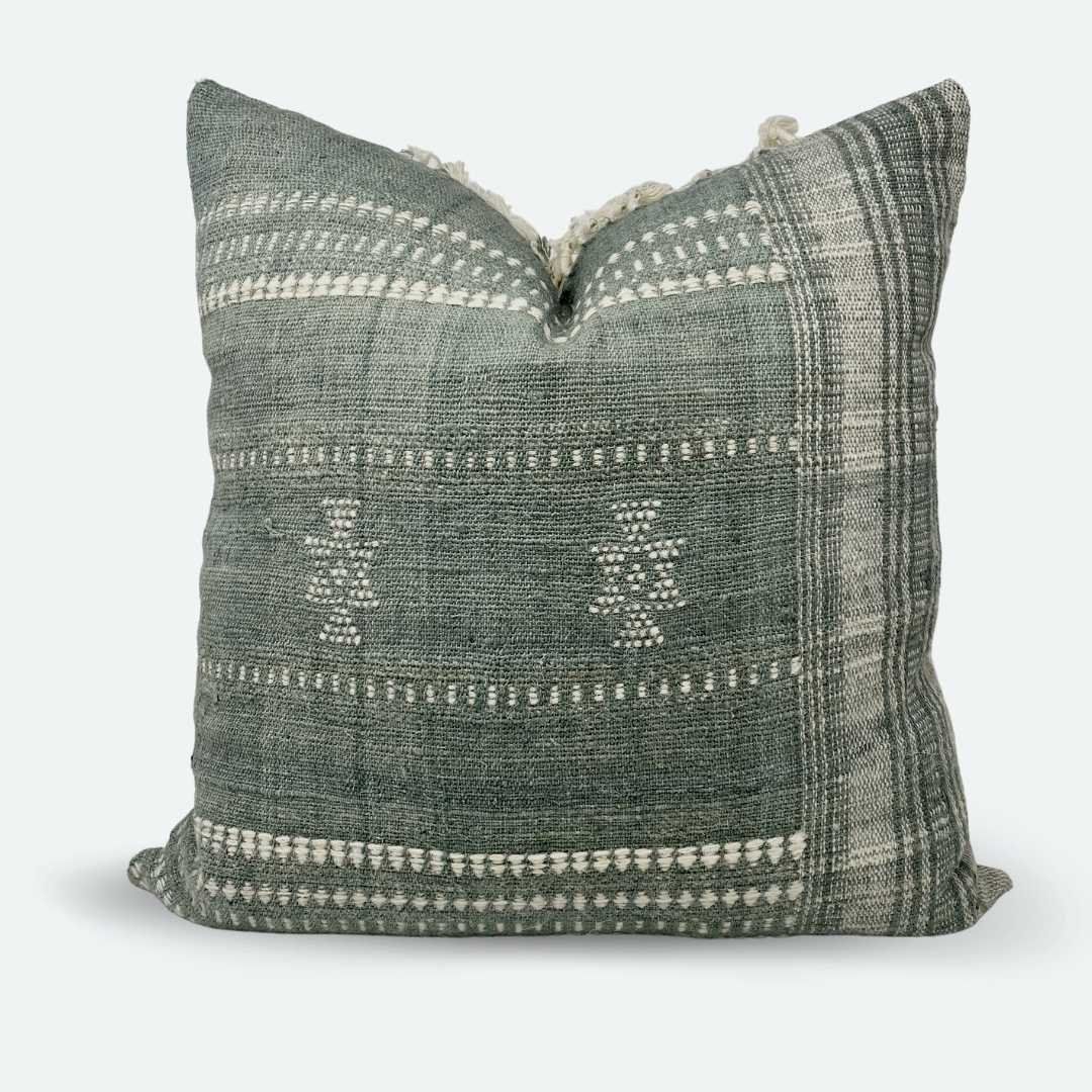 Square Pillow Cover - Sage Indian Wool Stripe | Etsy (US)