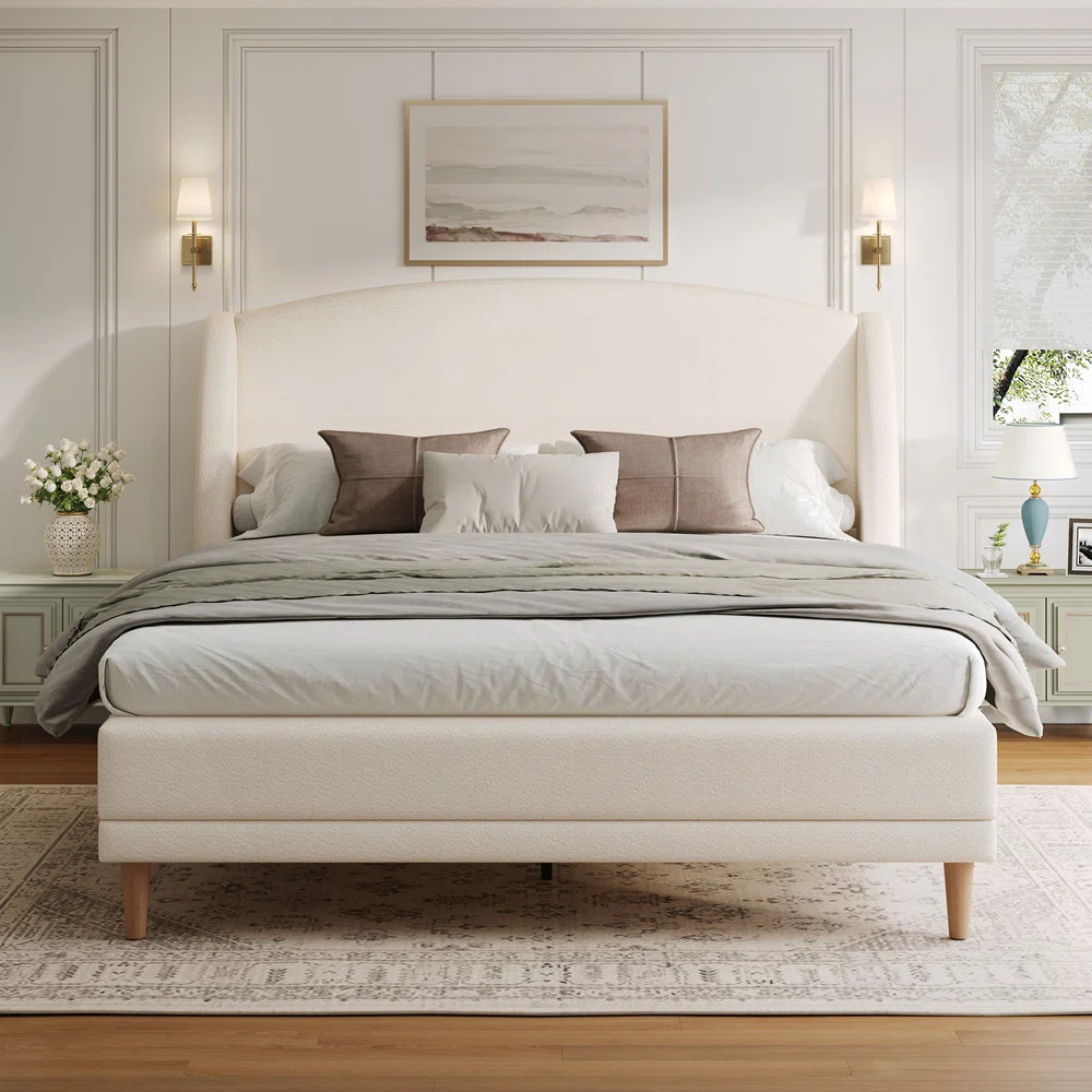 Latitude Run® Romano Boucle Upholstered Platform Bed & Reviews | Wayfair | Wayfair North America