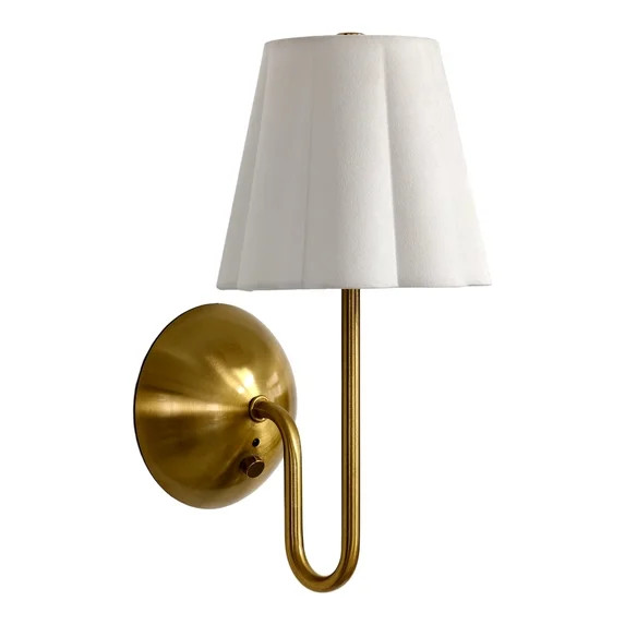 Home Decor Collection Sterling & Noble Home Rechargeable White Velvet Pleated Sconce | Walmart (US)