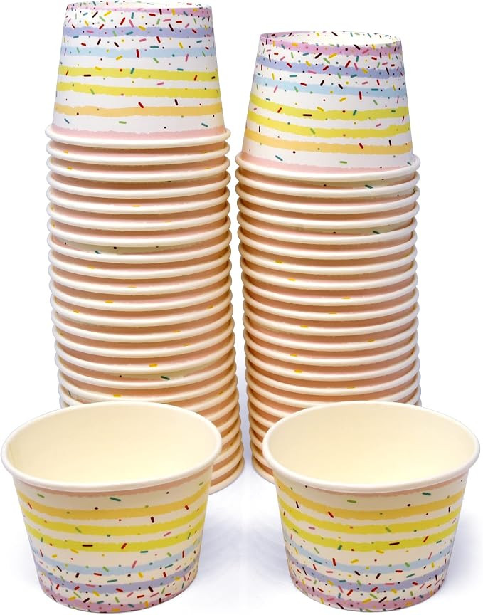 Gift Boutique 48 Ice Cream Sprinkles Treat Snack Cups 10oz Disposable Paper Cup Dessert Frozen Ic... | Amazon (US)