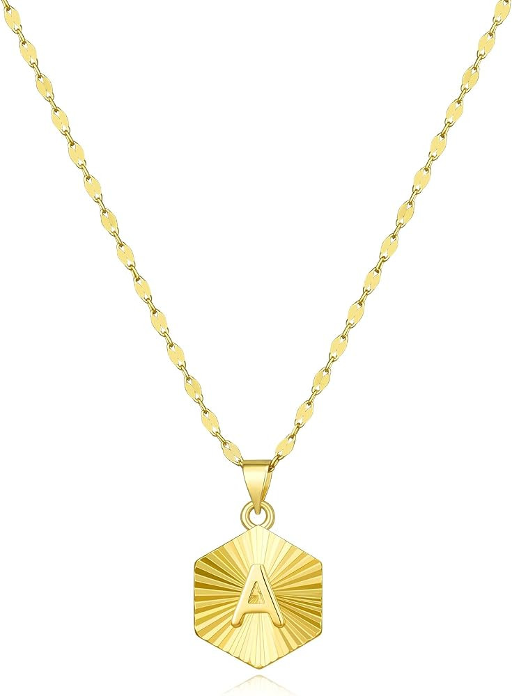 Howoo 14K Gold Plated Initial Necklace for Women Heart Necklace for Women Round Zircon Letter Pen... | Amazon (US)