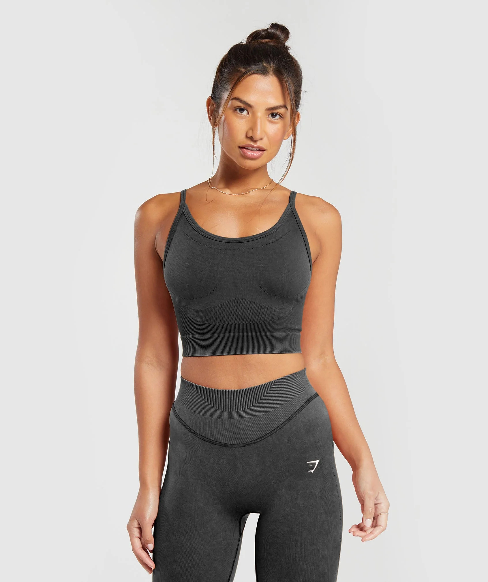 Gymshark Sweat Seamless Washed Midi Tank - Black | Gymshark US