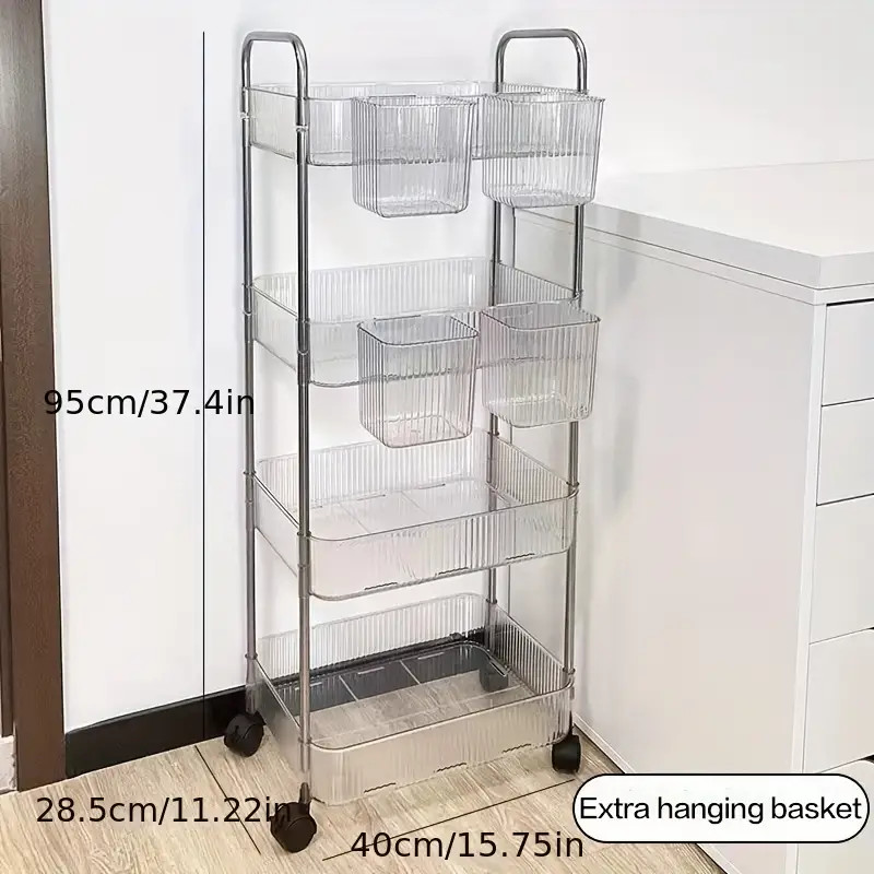 1pc Multi-tier Storage Rack With Wheels, Mobile Trolley Organizer With Handle, Transparent Utilit... | Temu Affiliate Program