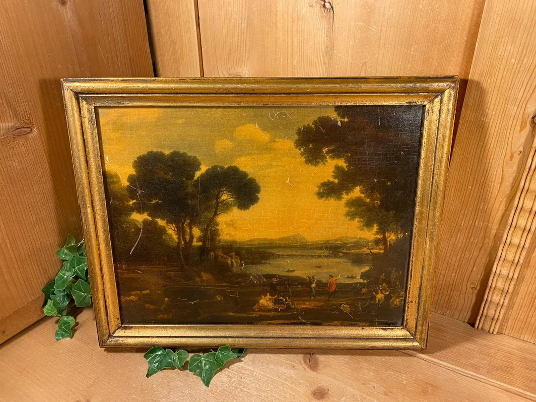 Vintage Framed Landscape Art Print | Claudio Di Lorena | Rome, Italy | Italian Cottagecore Wall D... | Etsy (US)