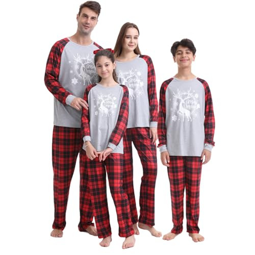 Oriental eLife Matching Family Christmas Pjs Family Christmas Pajamas Matching Sets PJ's Sleepwear Top and Plaid Pants Xmas Pajamas Jammies | Amazon (US)