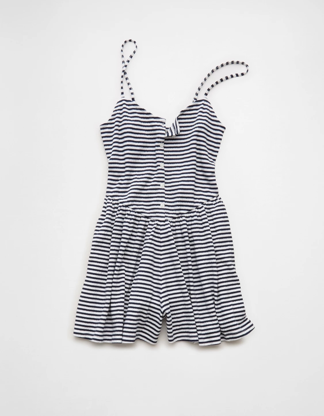 AE Button-Up Textured Knit Romper | American Eagle Outfitters (US & CA)
