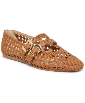 Women's Baylee Woven Double Strap Mary Jane Flats | Macy's