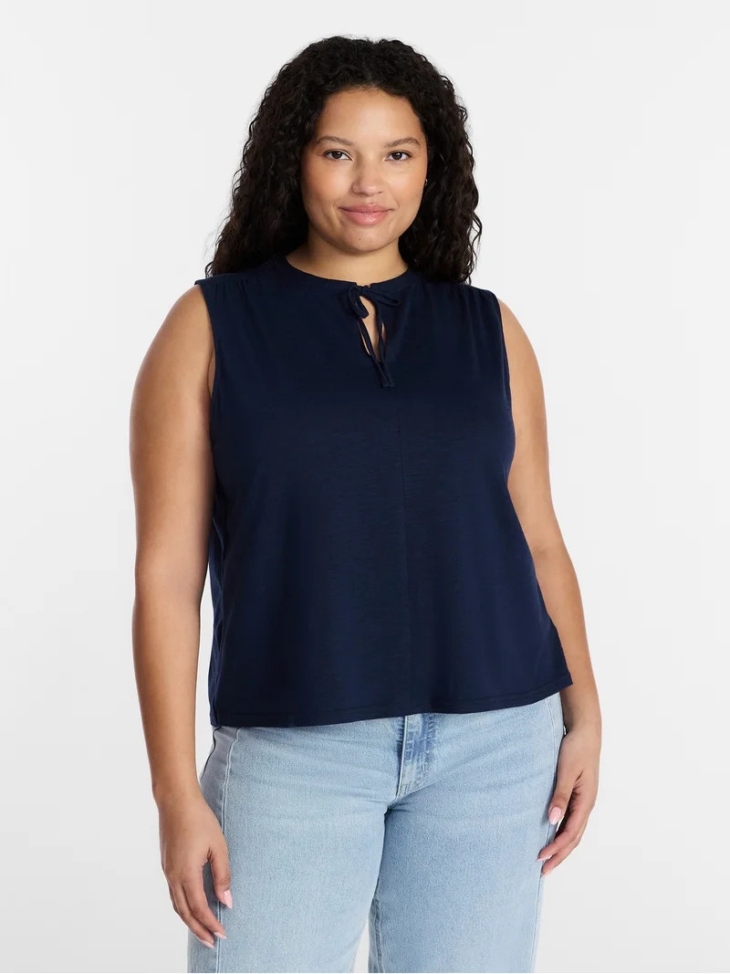 Time and Tru Women\u2019s Tie Front Top, sizes XS-XXXL | Walmart (US)