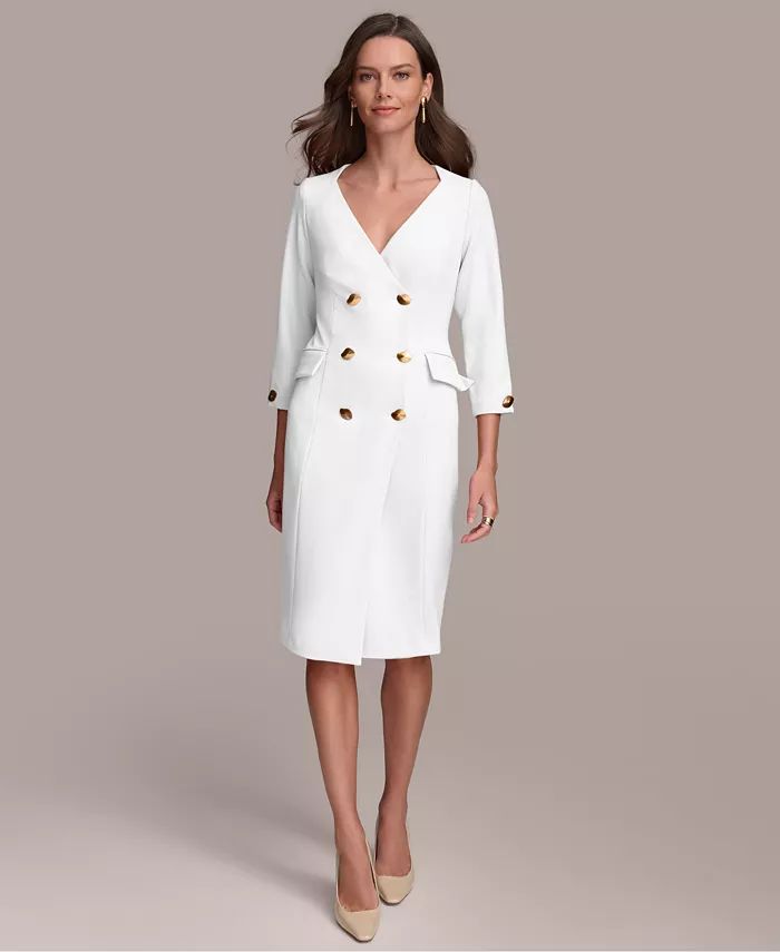 Donna Karan Women's 3/4-Sleeve Double-Breasted Blazer Dress - Macy's | Macy's