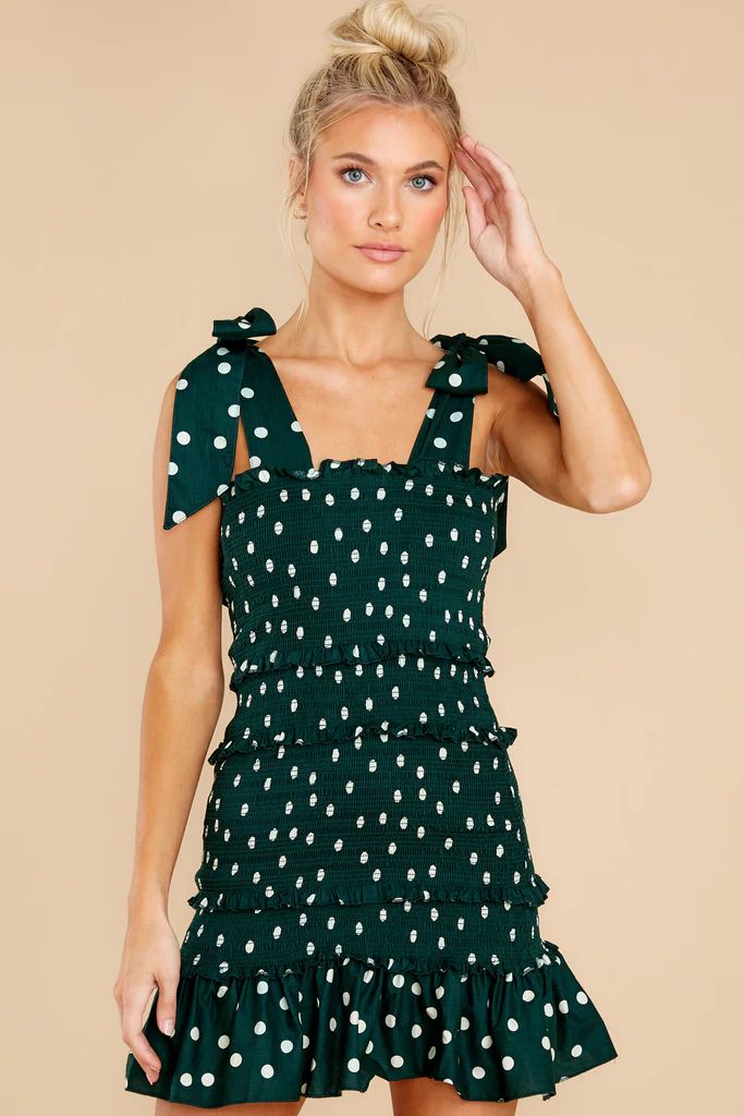 A Whole Heartful Forest Green Polka Dot Dress | Red Dress 