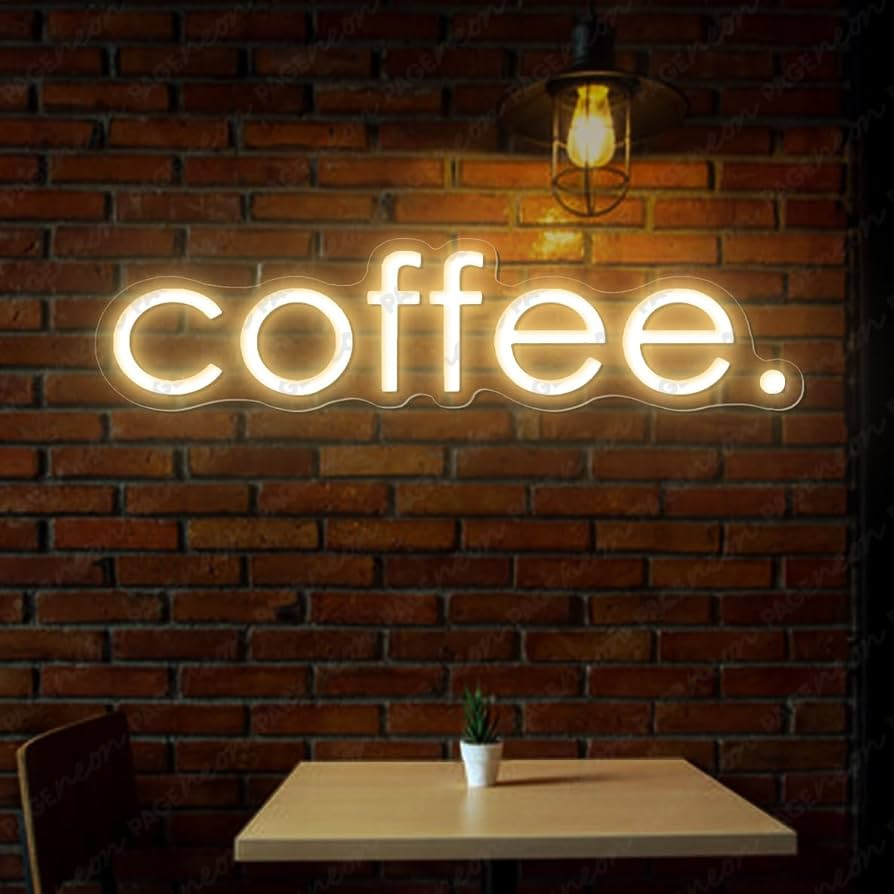 Coffee Neon Sign (24x6'' - Remote and Plug included) Cafe Led Light coffee. led light coffee shop... | Amazon (US)