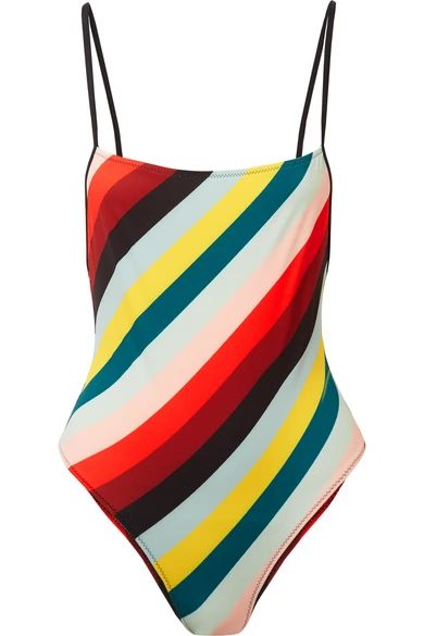 Solid and Striped - The Chelsea Striped Swimsuit - Red | NET-A-PORTER (US)