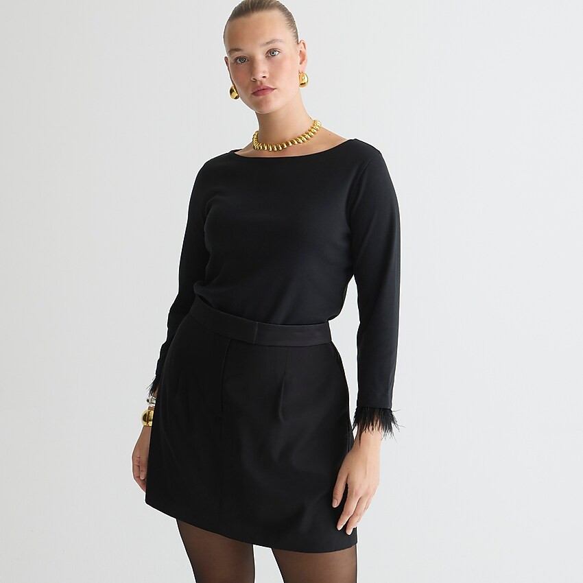 Feather-trim long-sleeve shirt | J. Crew US