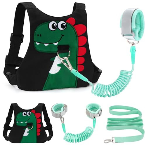 Toddler Leash-Baby Walking Safty Harness and Child Anti Lost Wrist Link for Girls/Boys Travel (Black) | Amazon (US)
