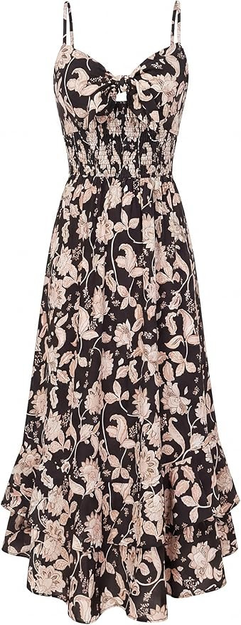 GRACE KARIN Womens Maxi Floral Sundress Summer Beach Boho Spaghetti Strap Dress with Pockets | Amazon (US)